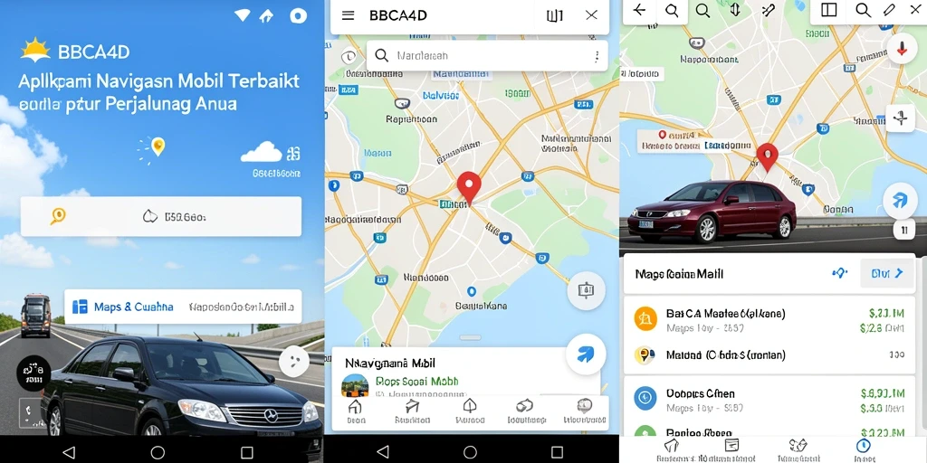 Antarmuka aplikasi BBCA4D untuk navigasi mobil yang intuitif.