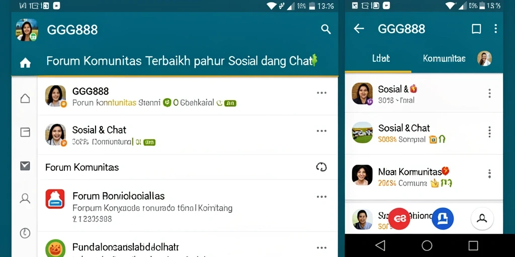 Antarmuka utama aplikasi GGG888 dengan fitur forum komunitas.