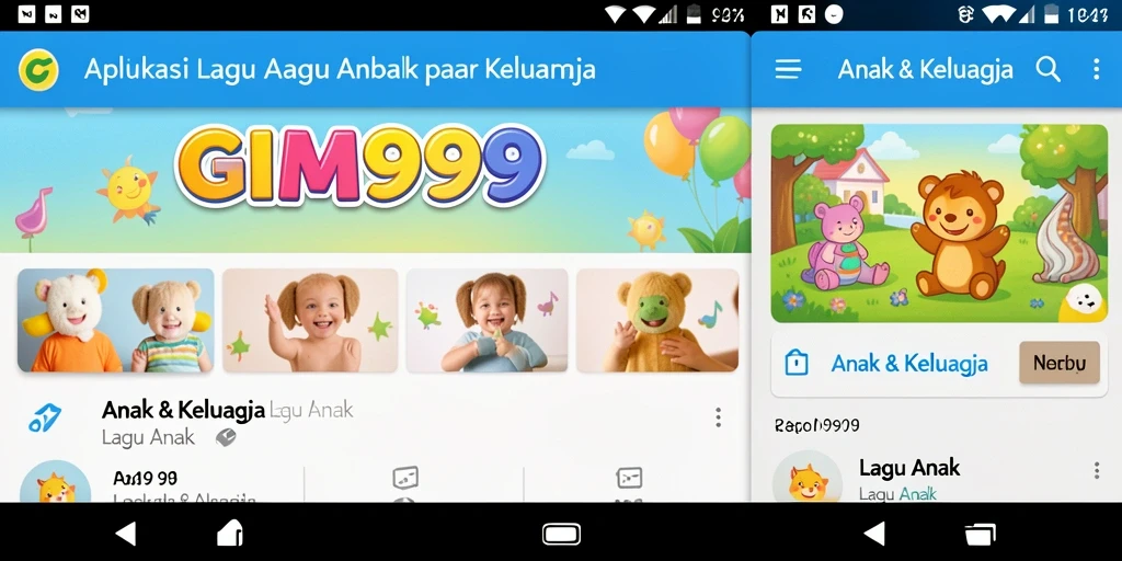 Tampilan antarmuka aplikasi GIM999 untuk Lagu Anak yang ceria.