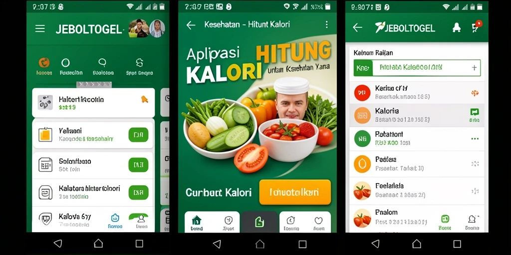 Tampilan antarmuka utama JEBOLTOGEL untuk menghitung kalori.