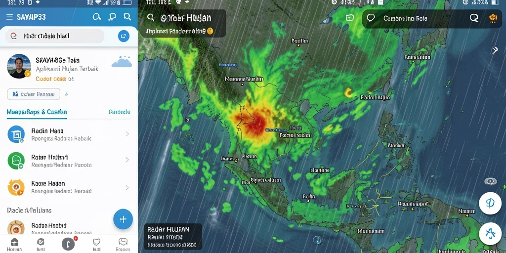 Tampilan antarmuka aplikasi Radar Hujan yang informatif dan interaktif.