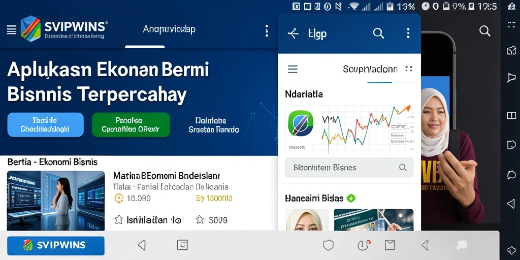 Tampilan antarmuka aplikasi SVIPWINS untuk berita Ekonomi Bisnis.